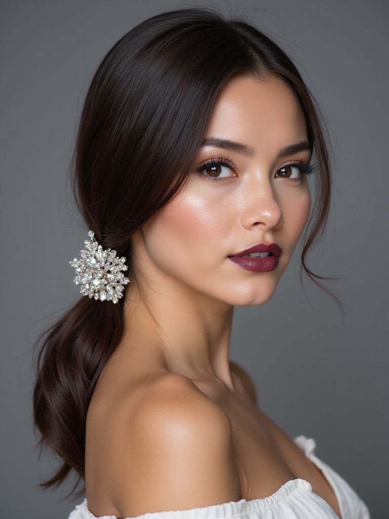 sleek ponytail crystal elegance