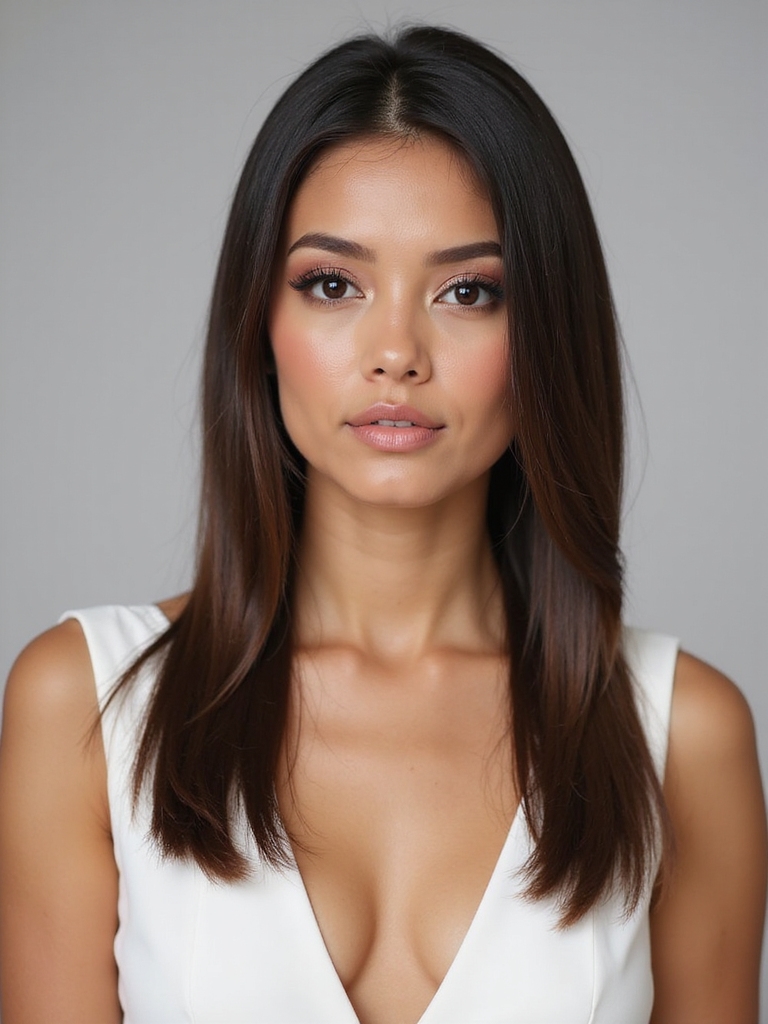 sleek red carpet flat ironed hair