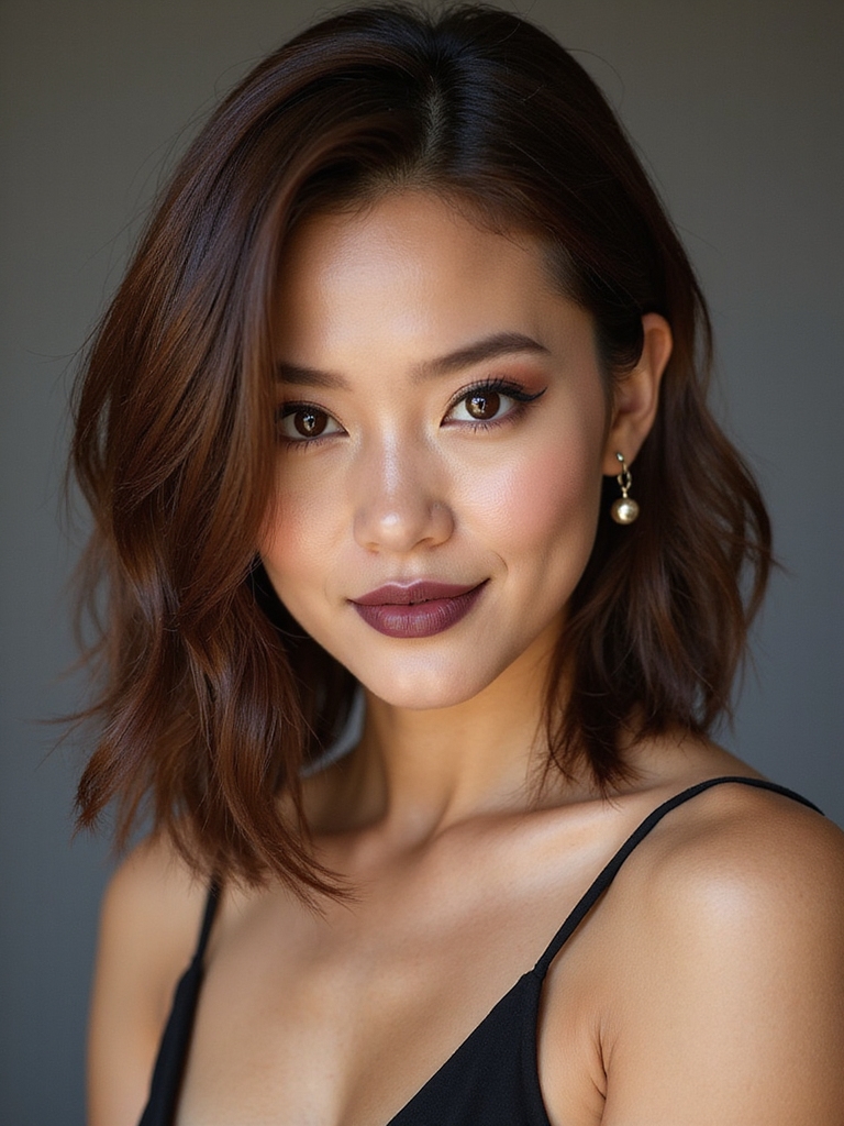 sleek side parted glossy bob