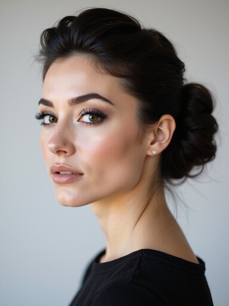 sleek sophisticated updos for round faces