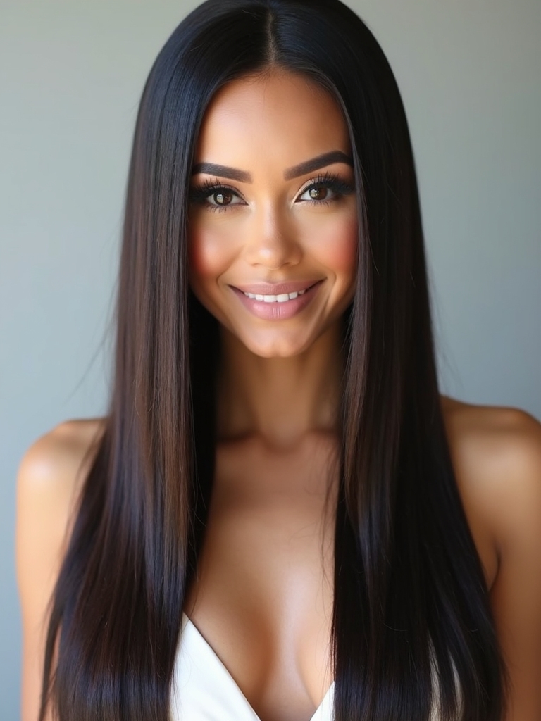 sleek straight bridal hairstyles