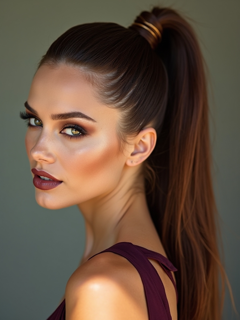 sleek wrapped base polished ponytail