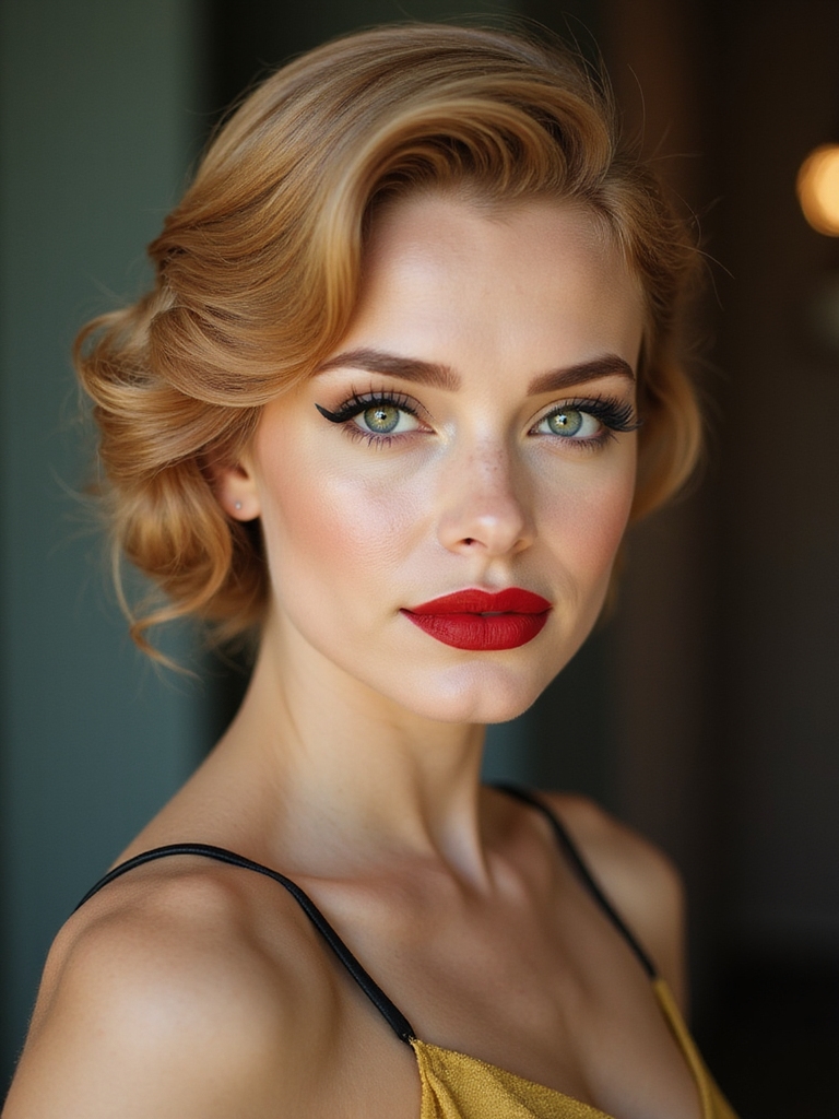 smooth finger waves tucked bun