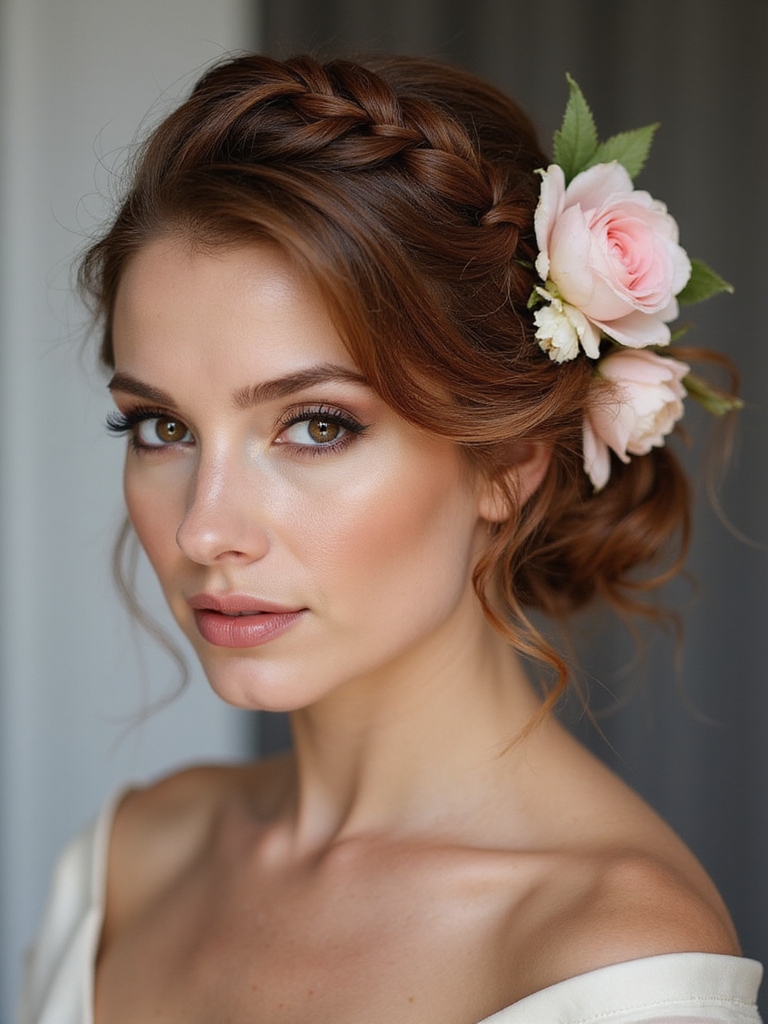 soft braided crown with florals