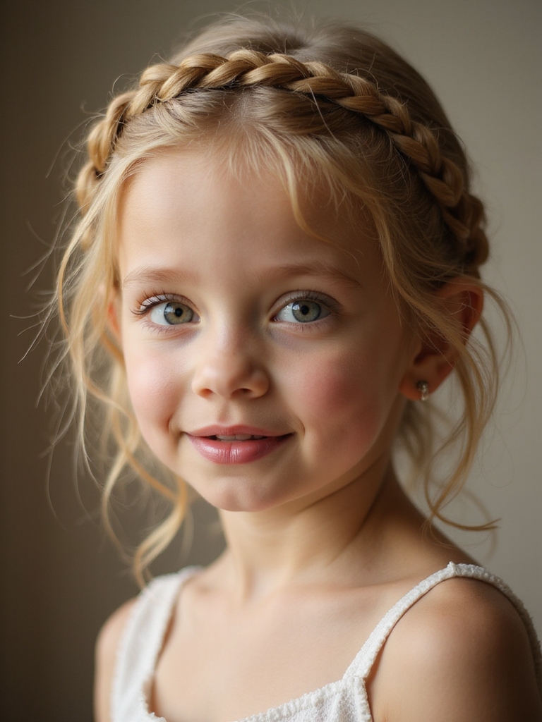 soft braided halo with blooms