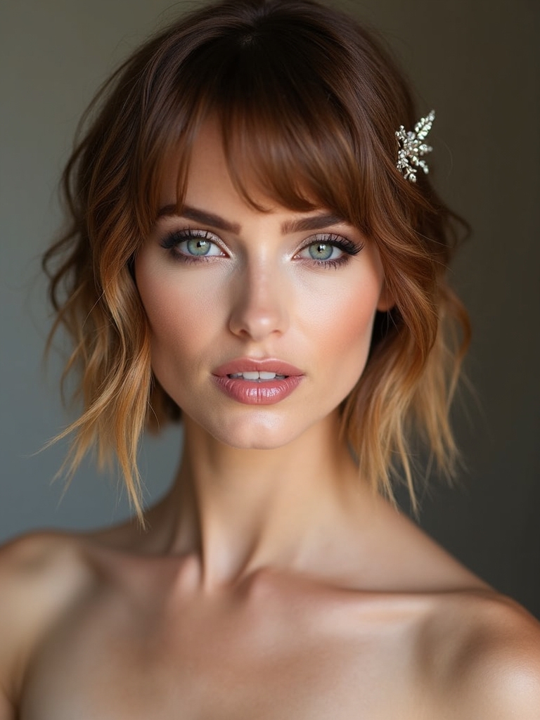 soft curtain bangs pinned