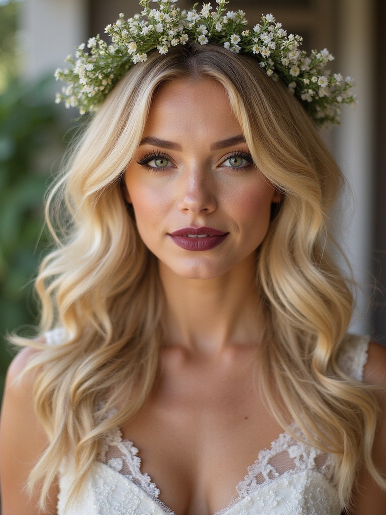 soft face framing floral waves