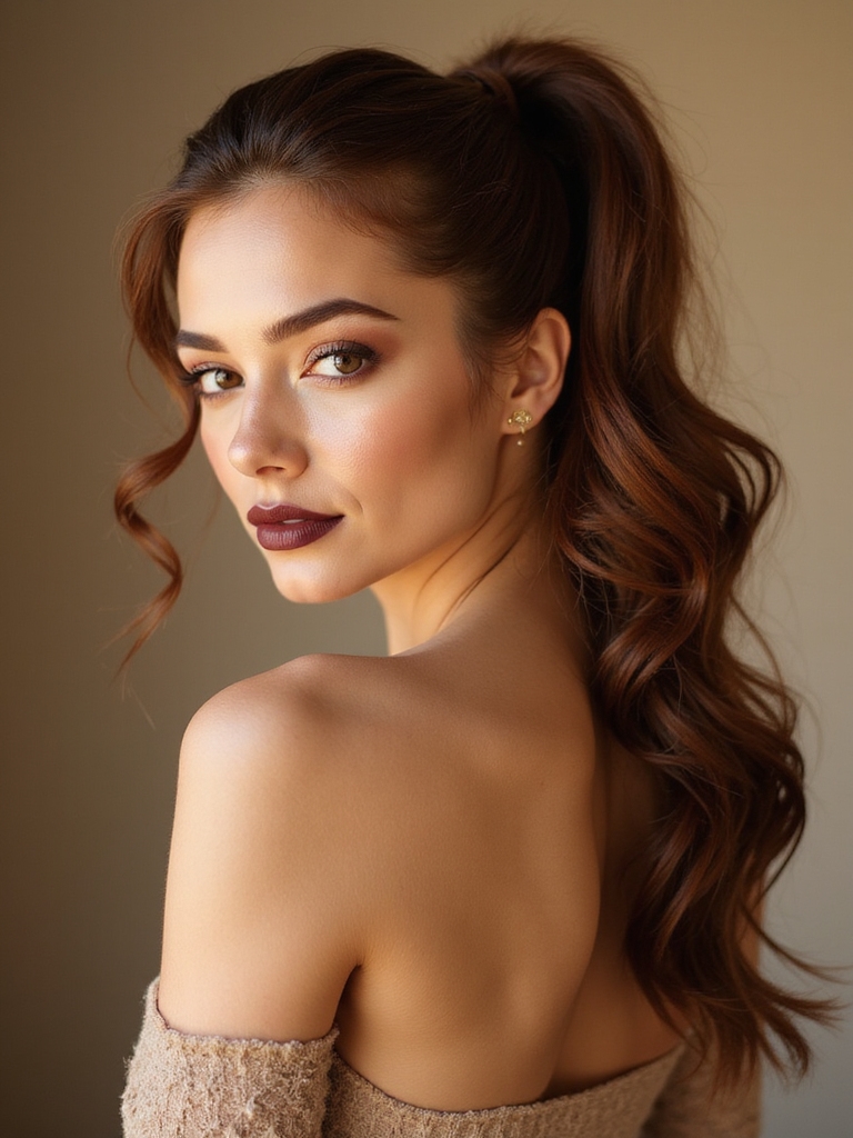 soft face framing wavy ponytail