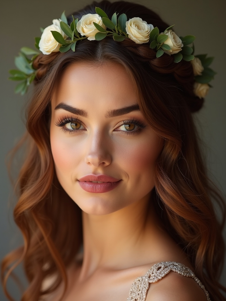 soft floral half up curls