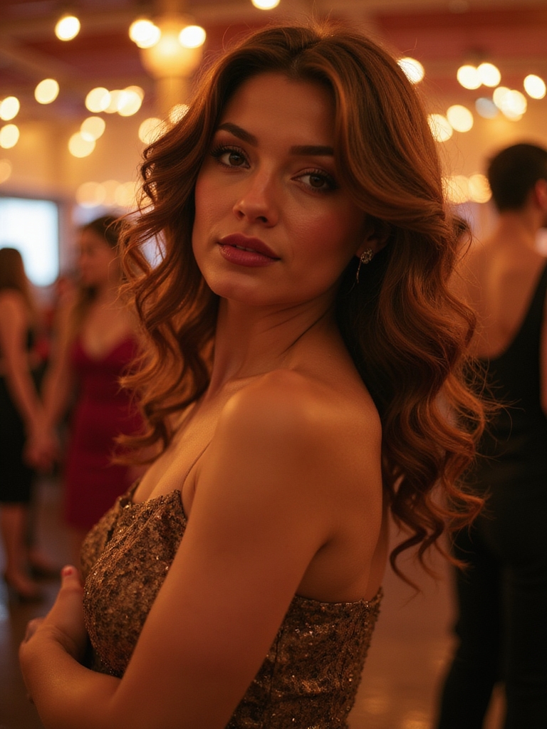 soft glamorous side swept curls