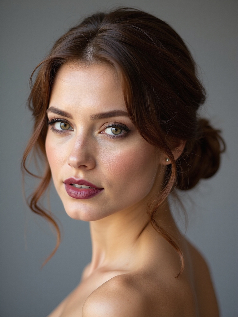 soft low bun with tendrils
