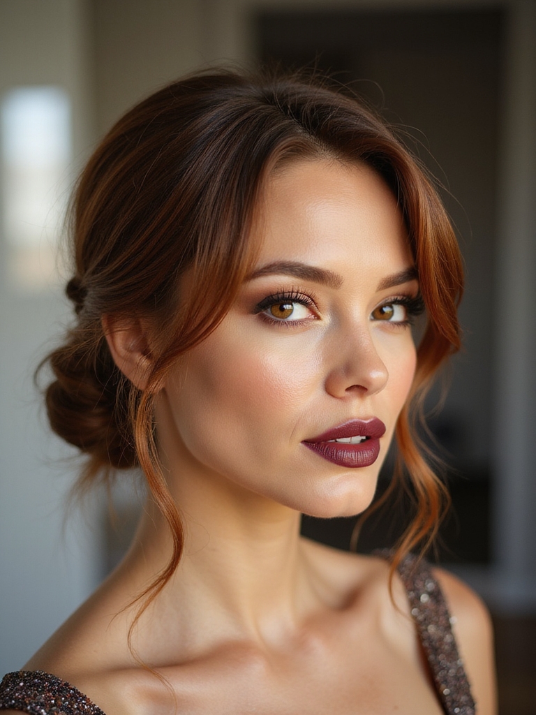 soft low chignon with tendrils