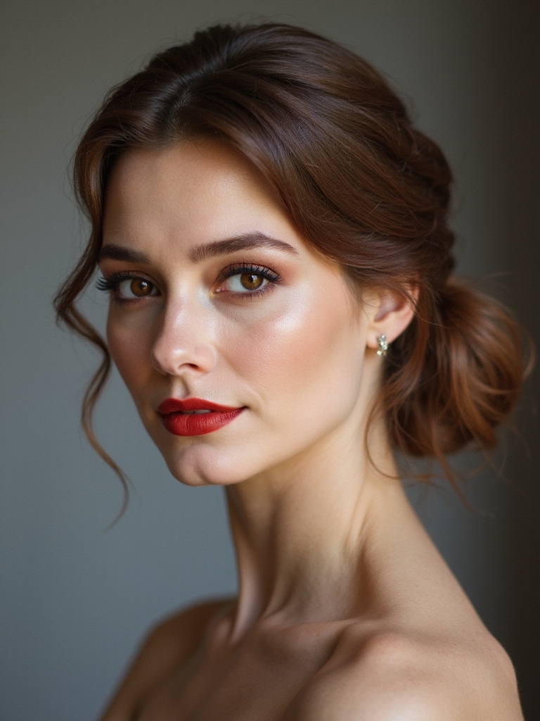 soft low chignon with tendrils