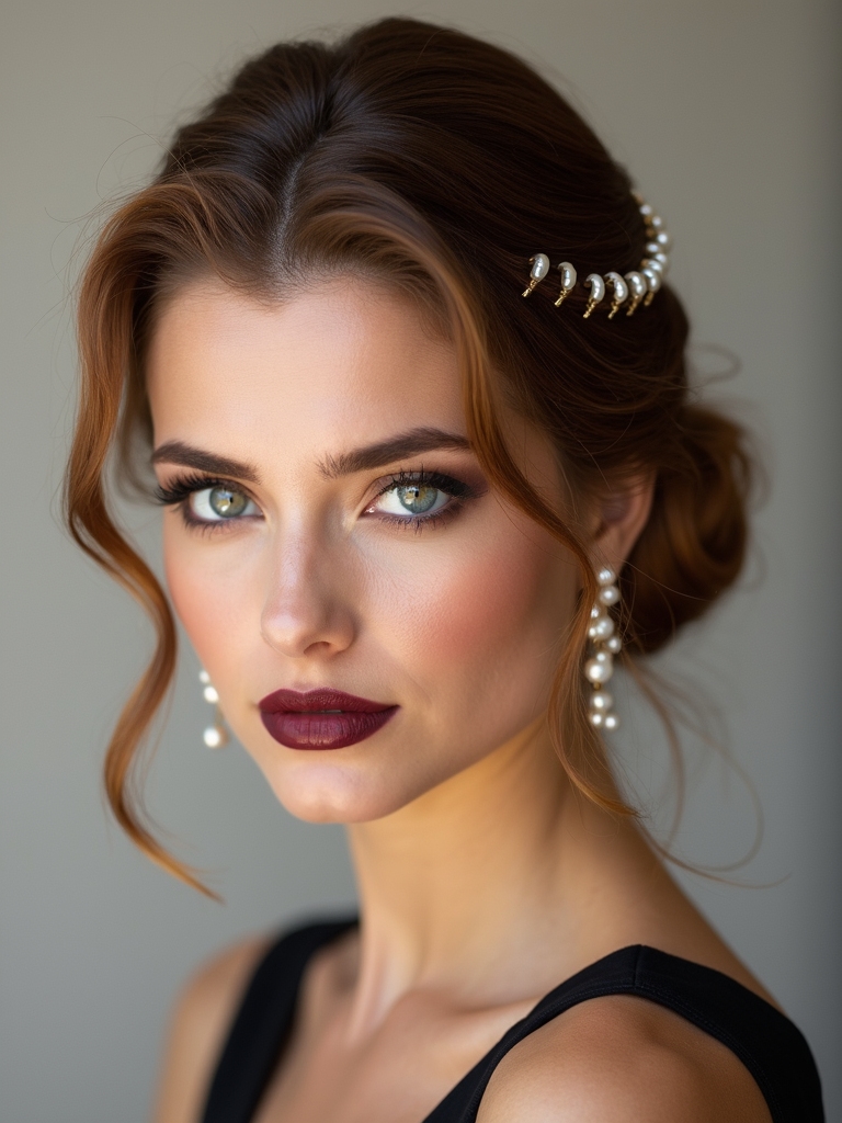 soft nape level pearl chignon