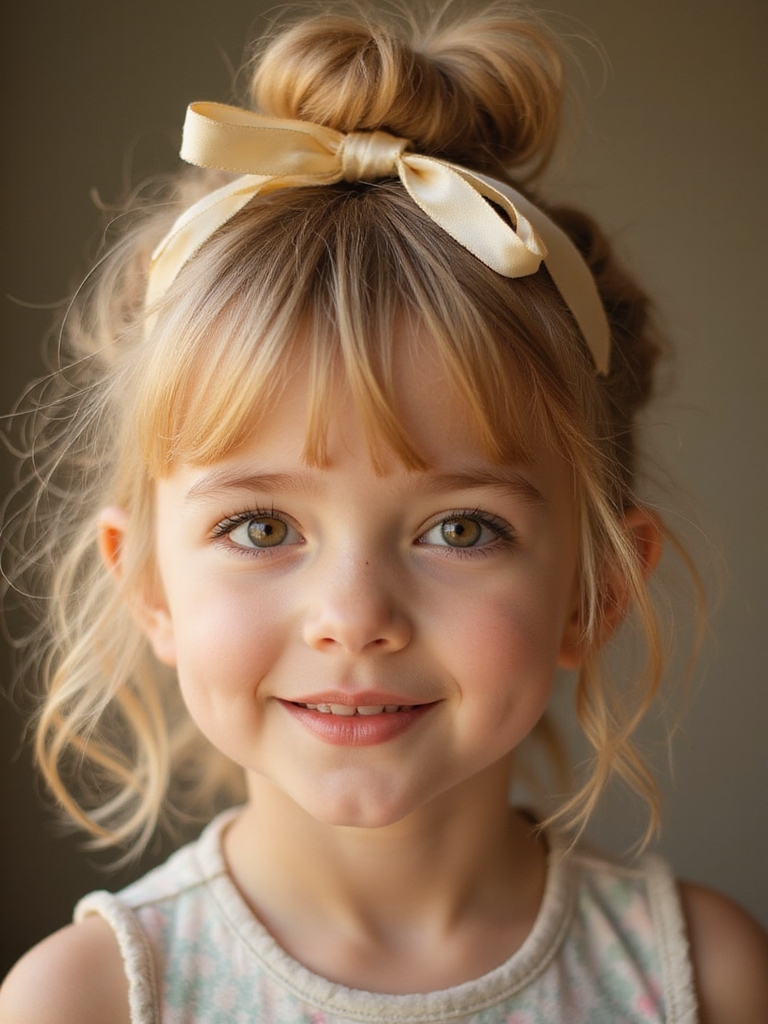 soft ribbon tied messy bun
