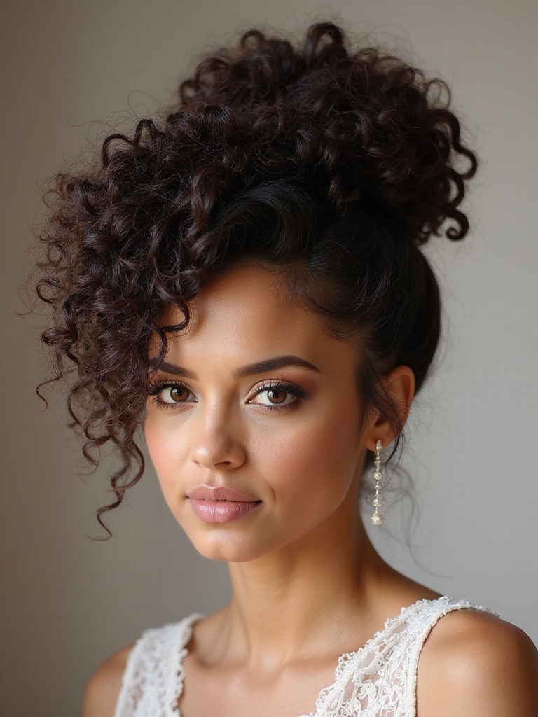 sophisticated curly bridal elegance
