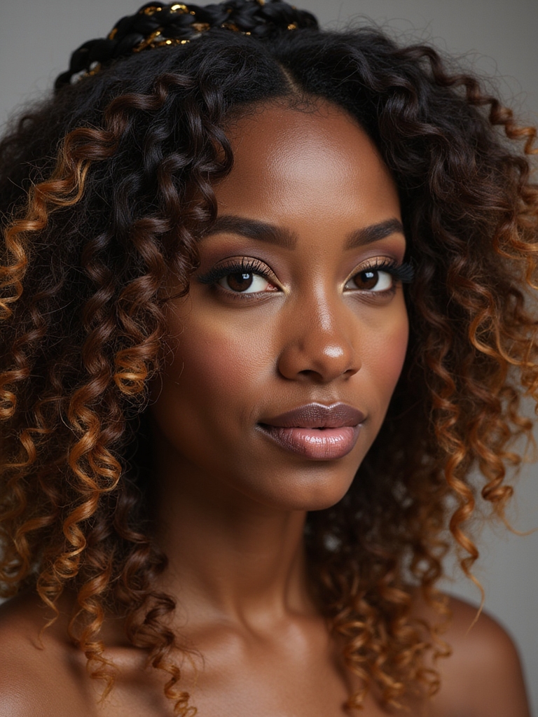 subtle braided crown for curls