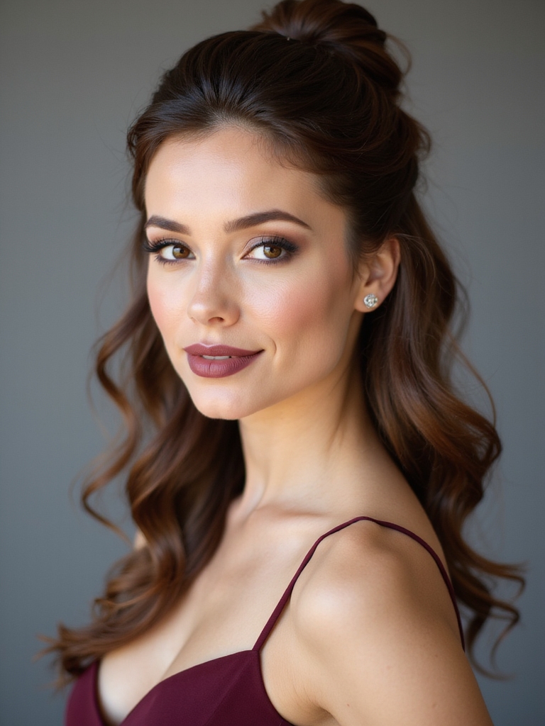 subtly teased half up ponytail