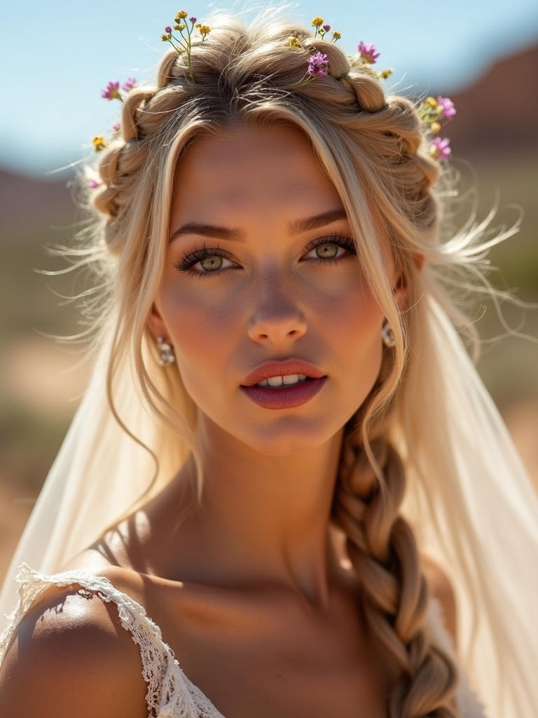 sunlit boho braids veil