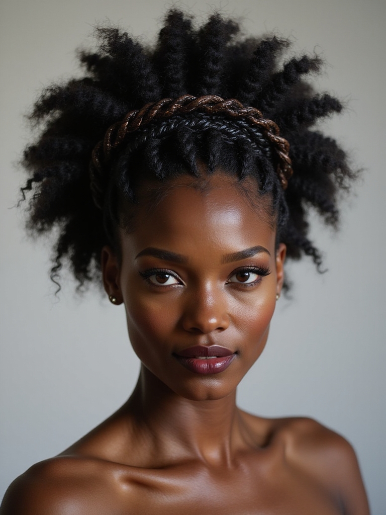 symmetrical halo cornrow bridal braid