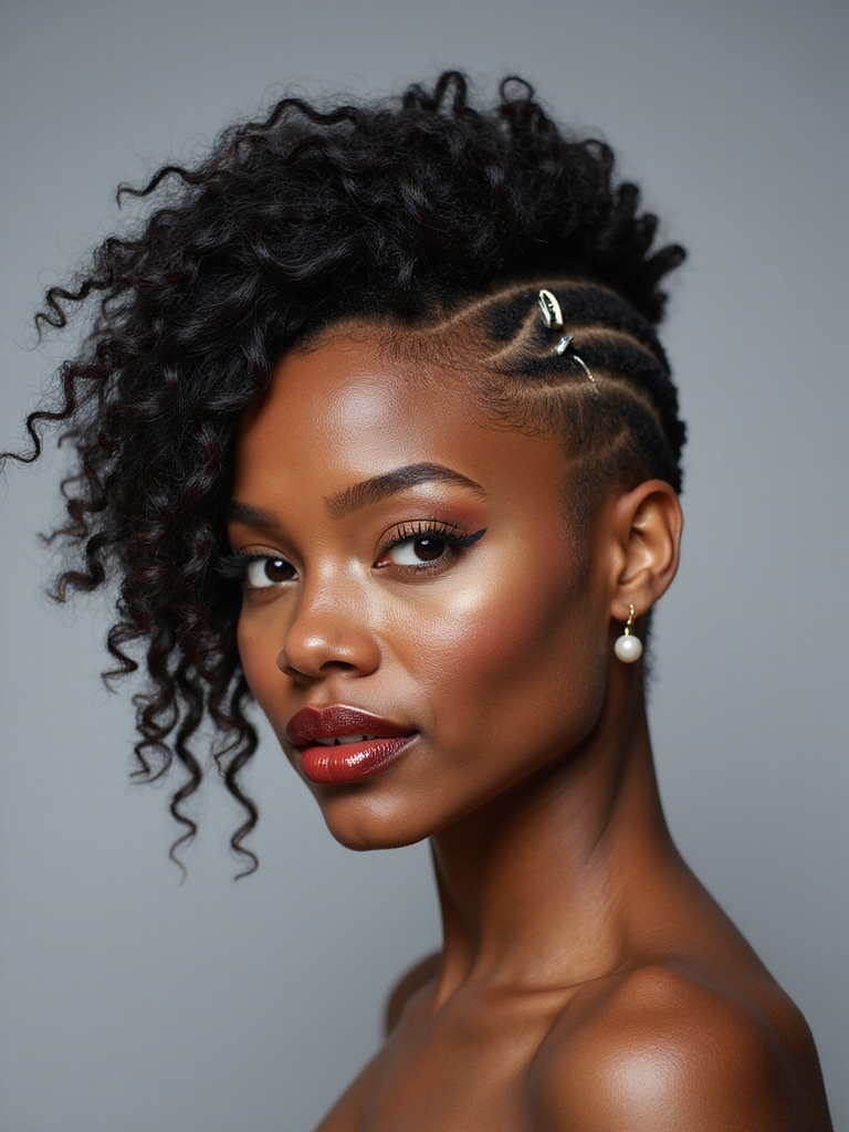 tapered faux hawk with pearls