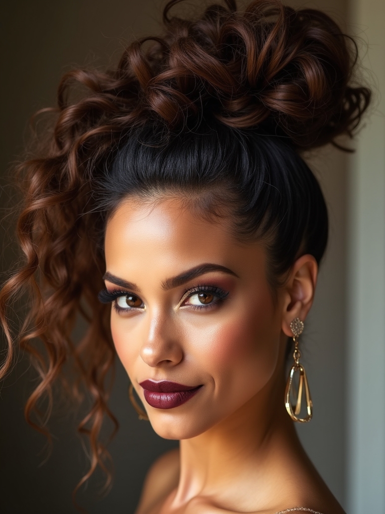 teased crown high ponytail