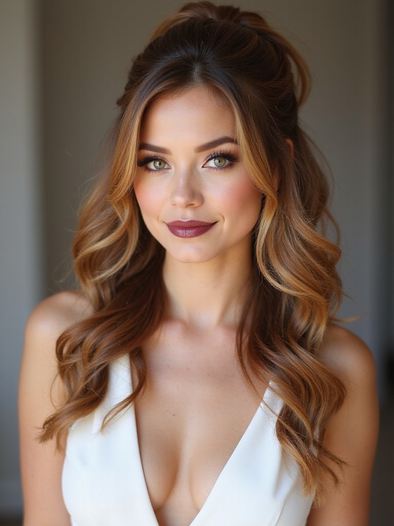 teased crown ponytail half up