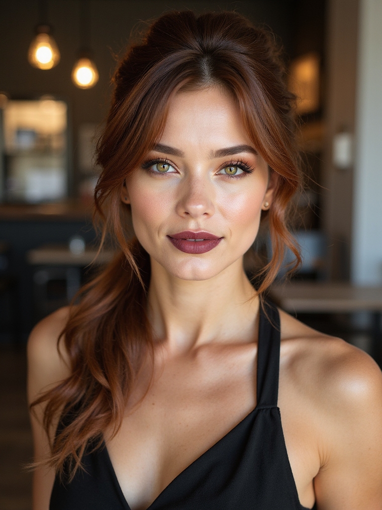 teased low messy ponytail