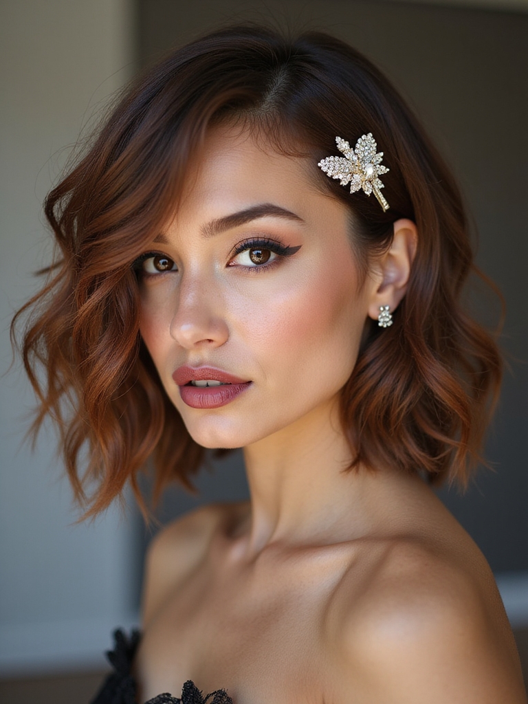 textured bob with clip