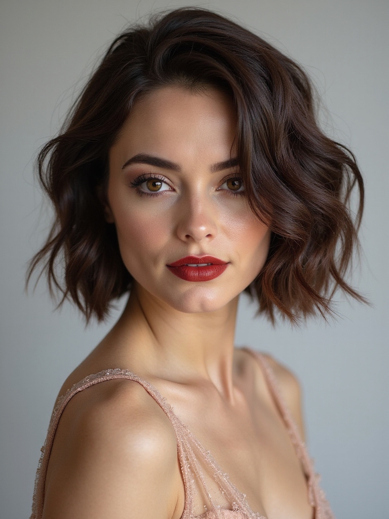 textured bob with veil