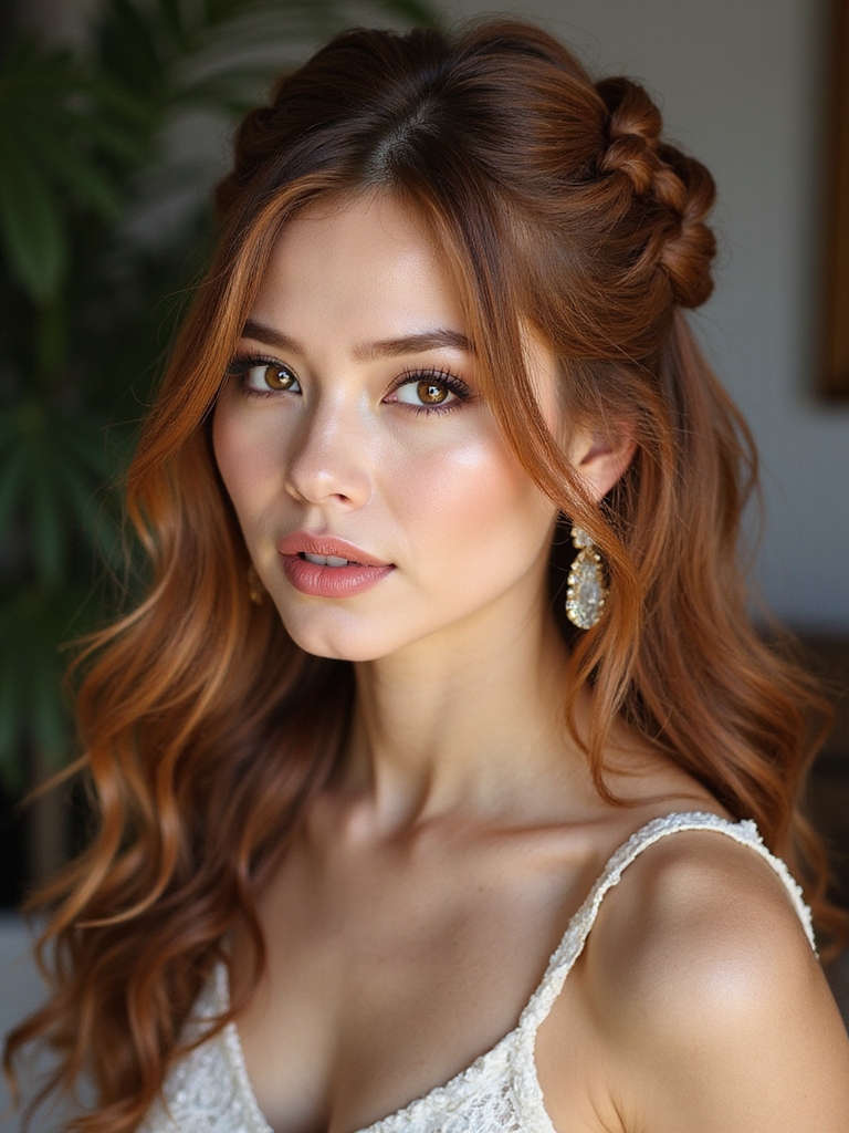 textured boho half up braids