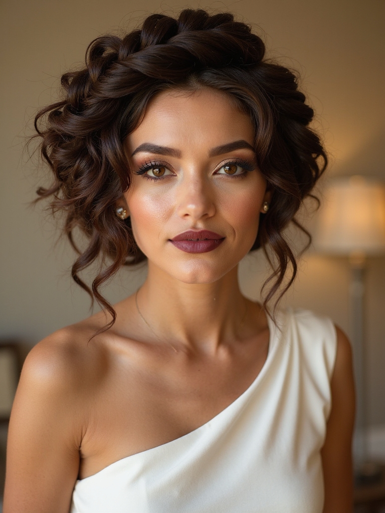 textured braided crown updo