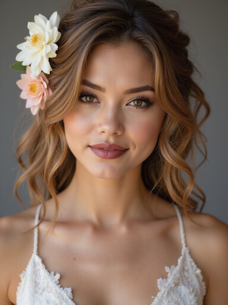 textured floral wedding hairstyle