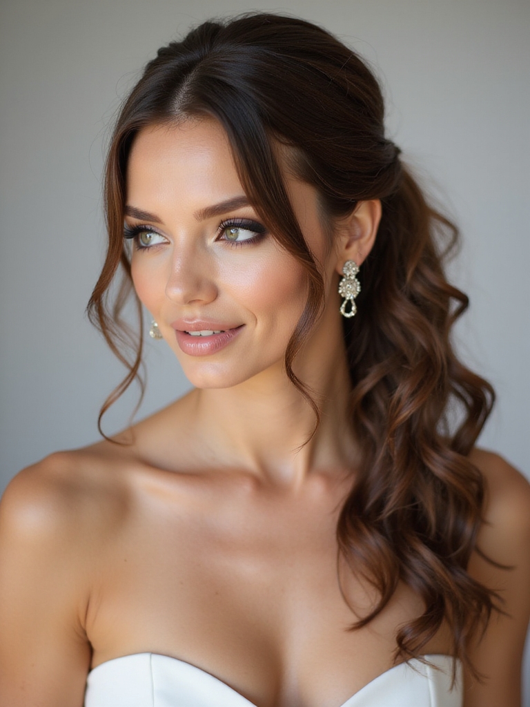 textured glamorous bridesmaid ponytail