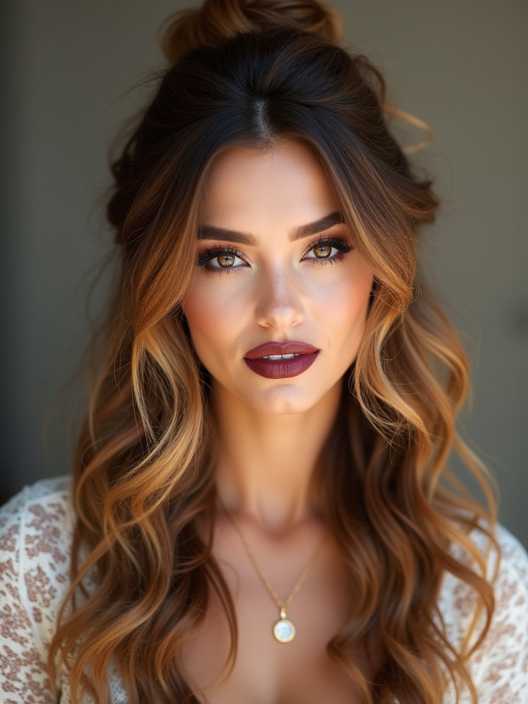 textured half up elegance