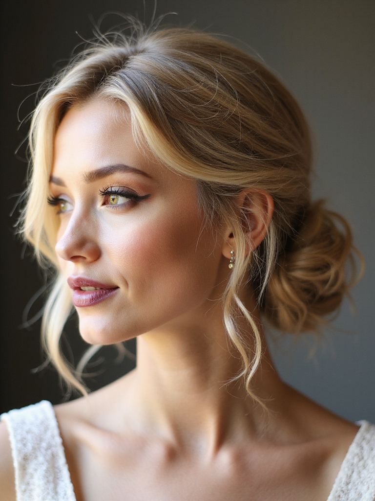 textured low chignon elegance