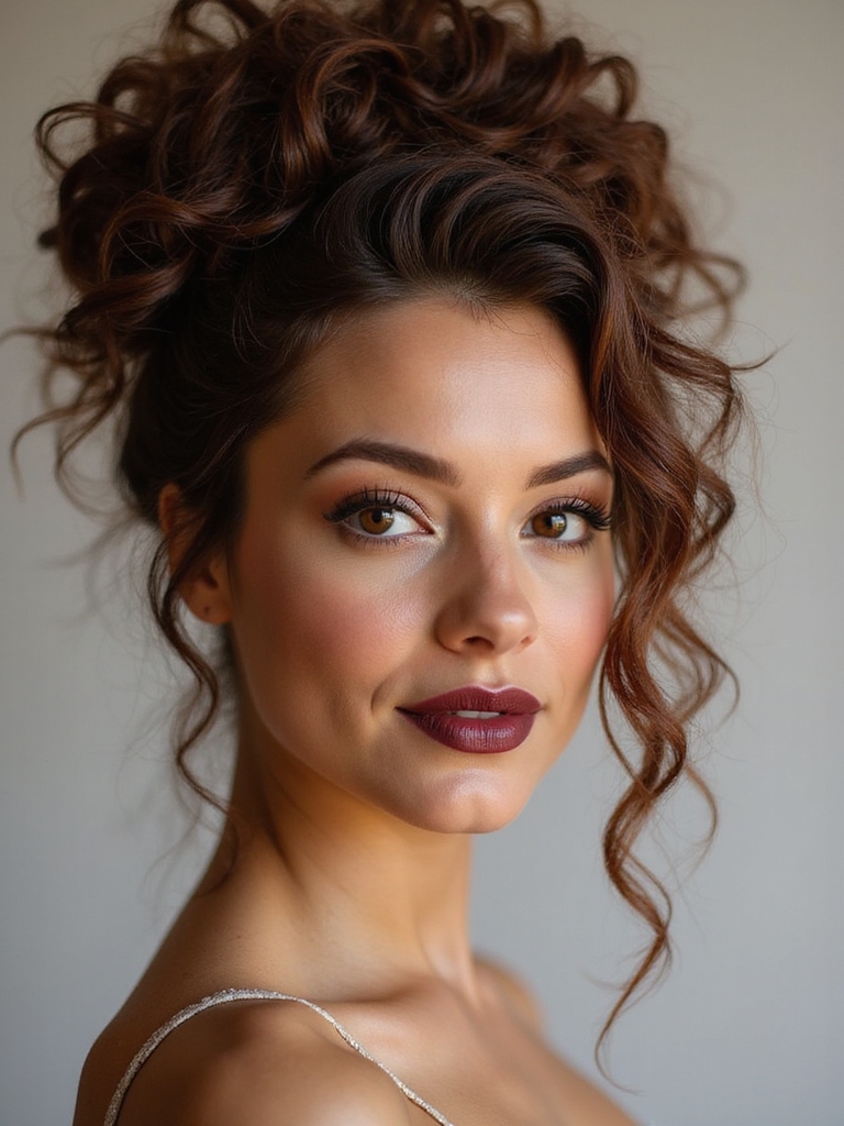 textured messy bun with tendrils