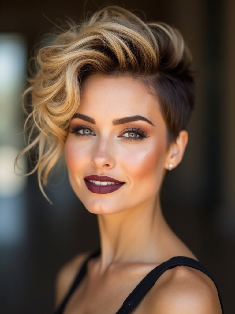 textured pixie pompadour chic