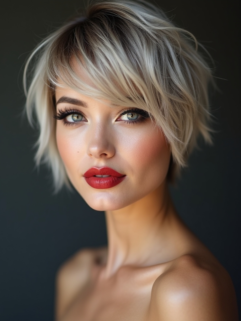 textured pixie with fringe
