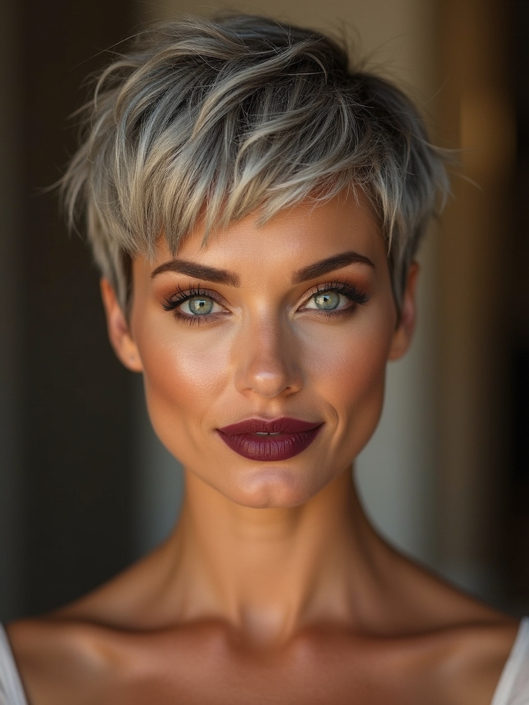 textured pixie with veil