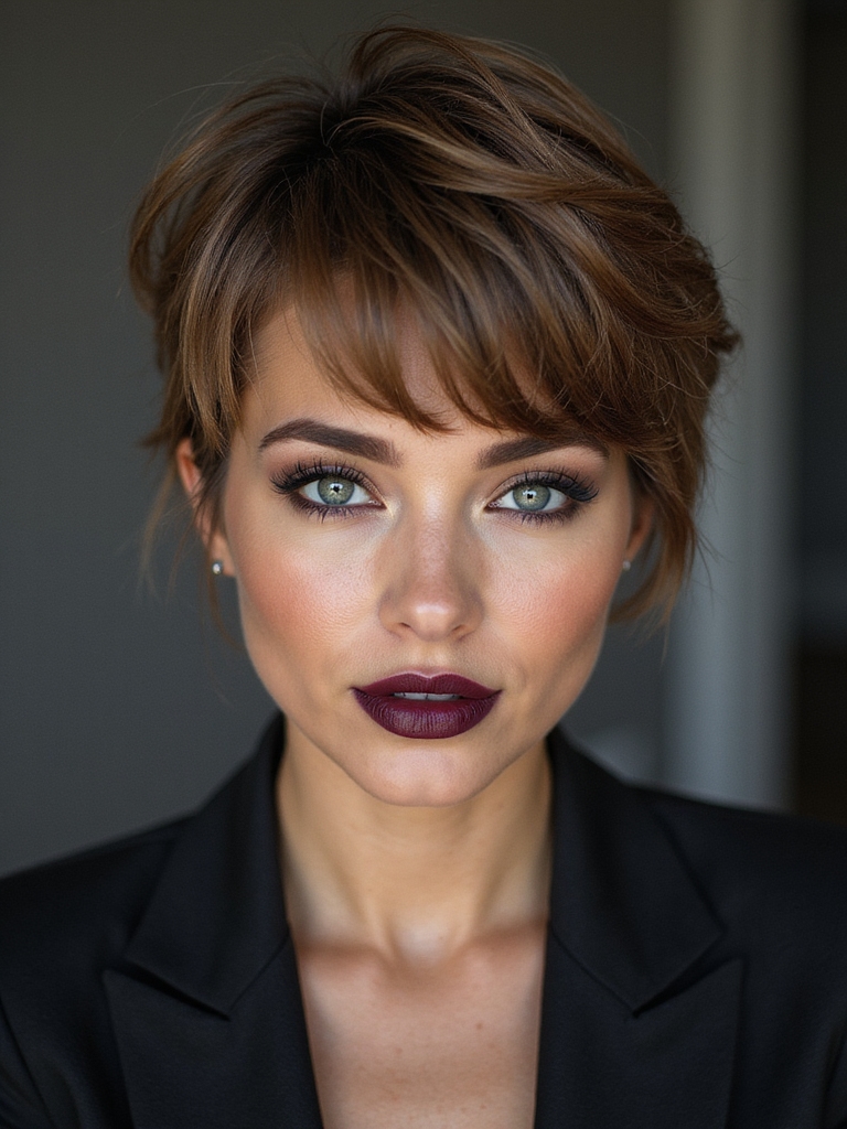 textured pixie with waves
