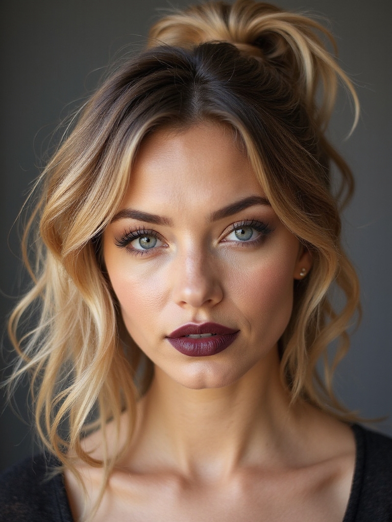 textured playful face framing ponytail