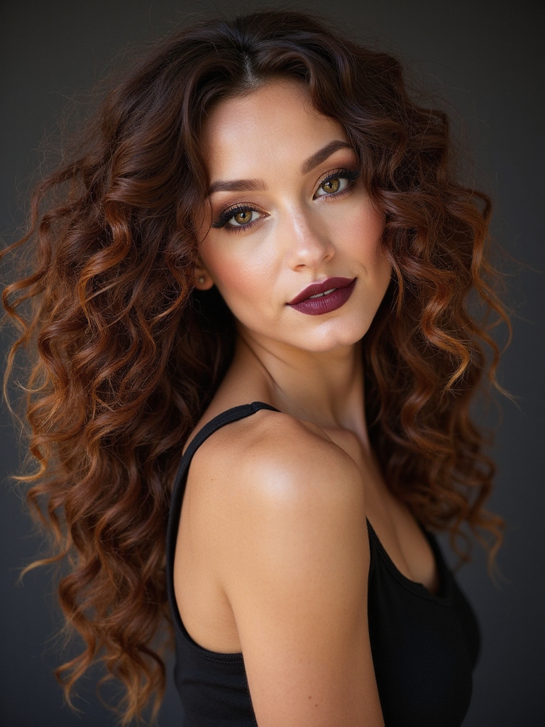 textured side swept voluminous curls