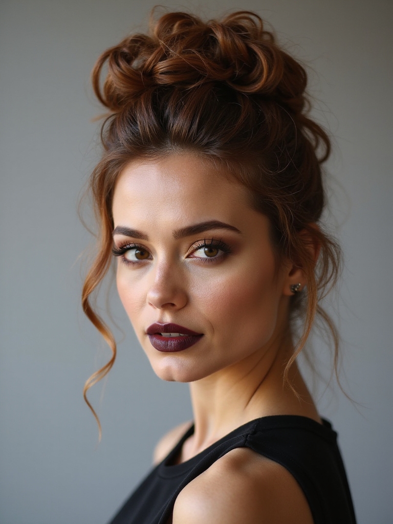 textured tousled high bun