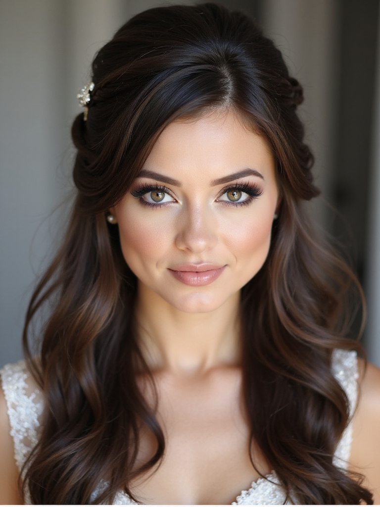 timeless long hair bridal elegance