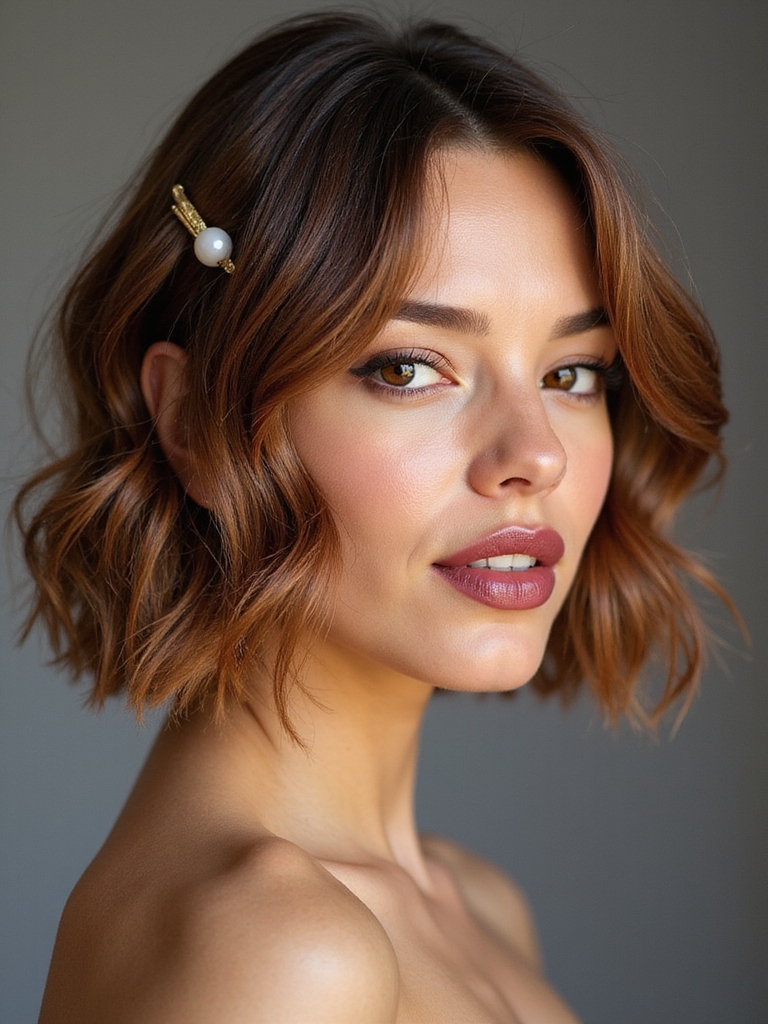 tousled bob with pins