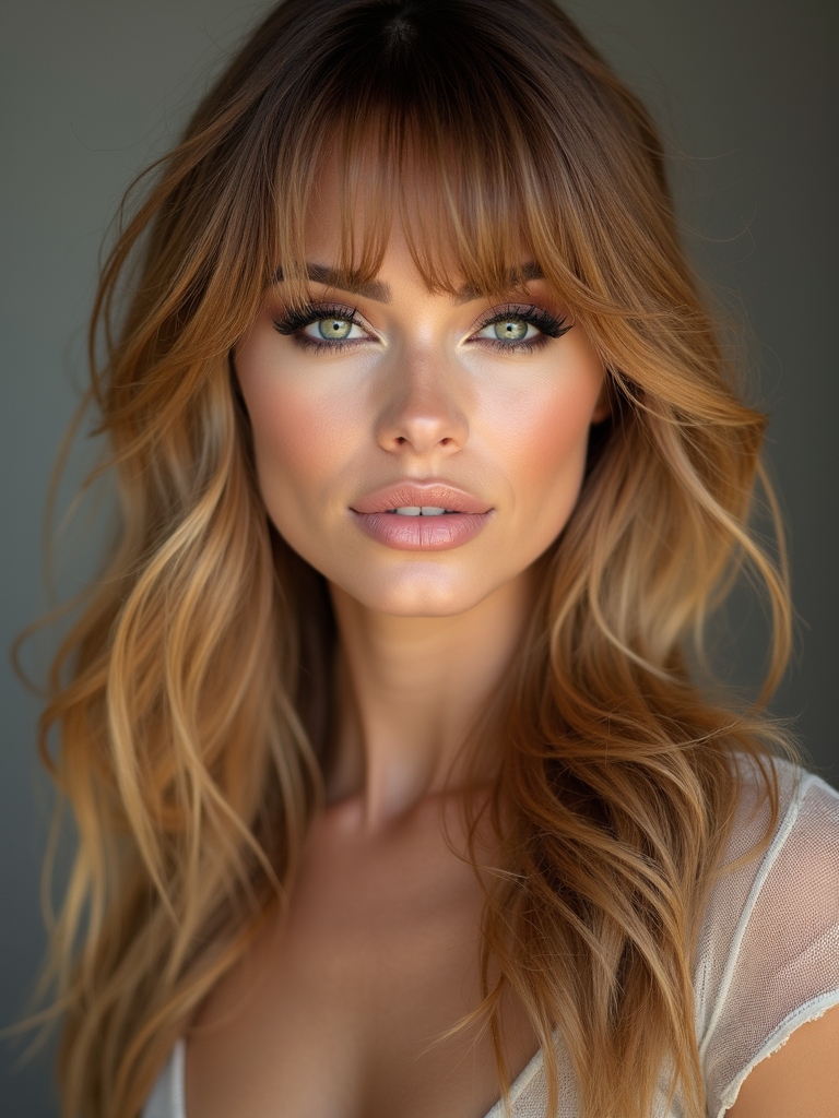 tousled curtain bangs layered