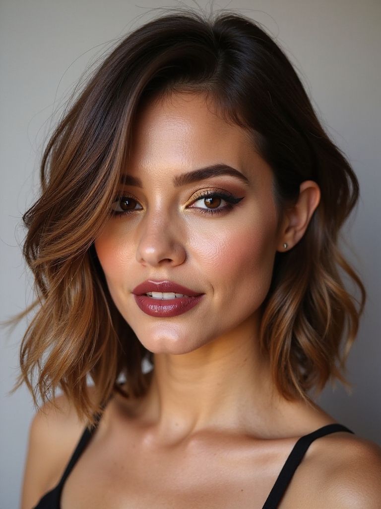 tousled lob side swept finish