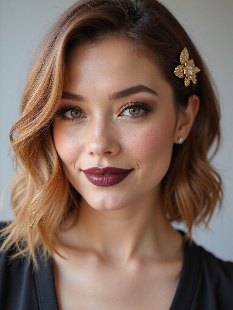 tousled lob with florals