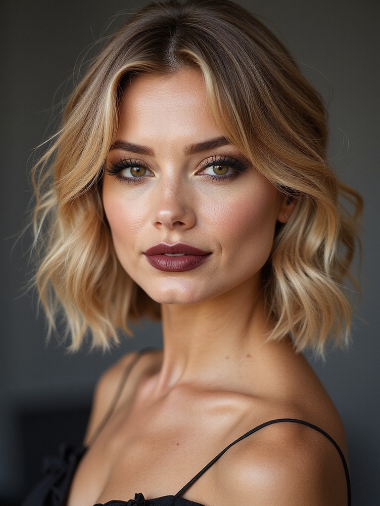 tousled lob with veil